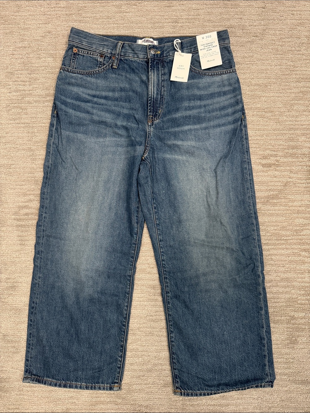 Madewell NWT The Short Perfect Vintage Wide-Leg Crop Jean in Airy Denim Size 30 - Picture 8 of 13